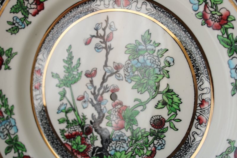 photo of Midwinter Indian Tree black w/ multicolors transferware china plates, tiered tray replacement pieces  #3