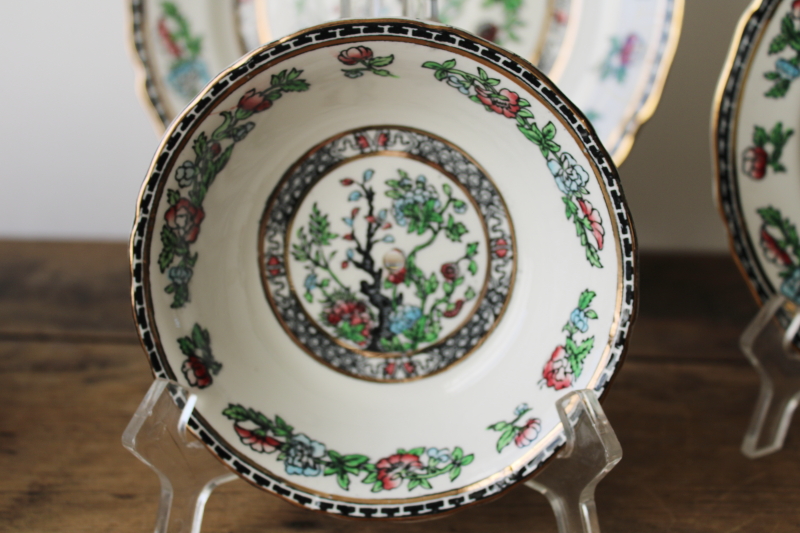 photo of Midwinter Indian Tree black w/ multicolors transferware china plates, tiered tray replacement pieces  #4