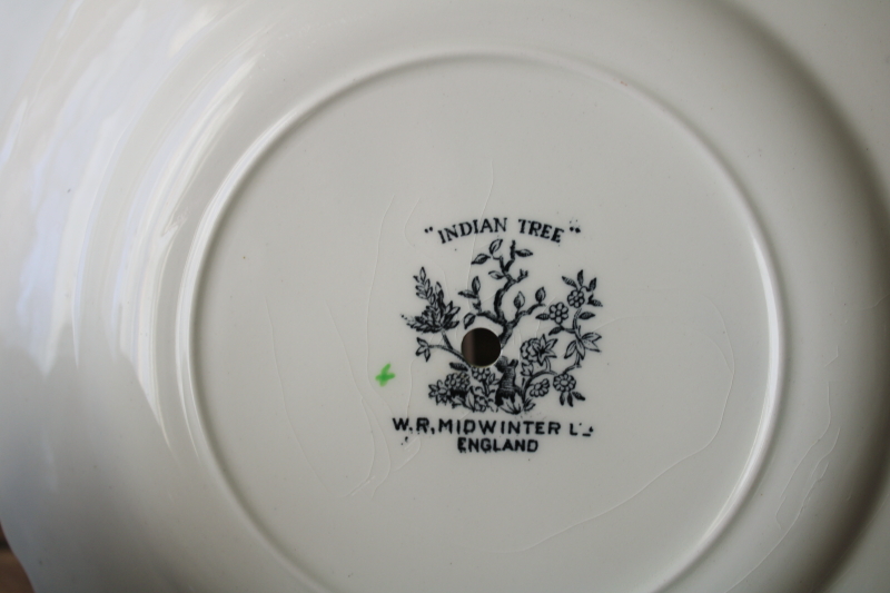 photo of Midwinter Indian Tree black w/ multicolors transferware china plates, tiered tray replacement pieces  #6