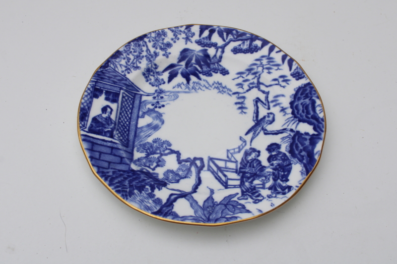 photo of Mikado pattern blue & white willow style Royal Crown Derby bread & butter plate #1