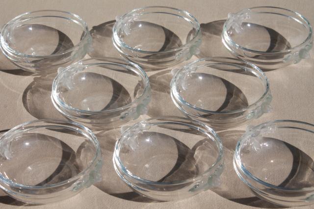 photo of Mikasa Satin Rose clear / frosted glass fruit dishes or salad bowls set of 8 #1