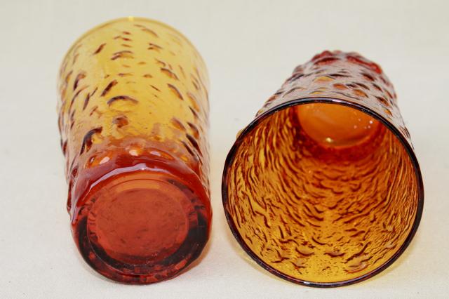 photo of Milano Anchor Hocking amber glass ice texture tumblers, iced tea drinking glasses #4
