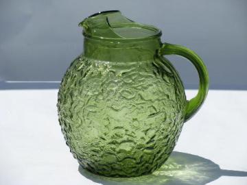 catalog photo of Milano or Lido vintage Anchor Hocking glass pitcher, retro green