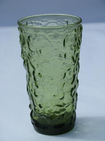photo of Milano vintage glass pitcher, ice tea or lemonade glasses, retro green #2