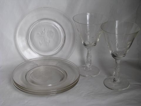 photo of Milburn Rose Westmoreland / Nancy Prentiss glass water glasses, plates, never used #1