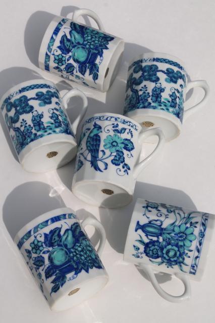 photo of Ming blue & white chinoiserie china coffee mugs, vintage Japan Chinese export style porcelain #8