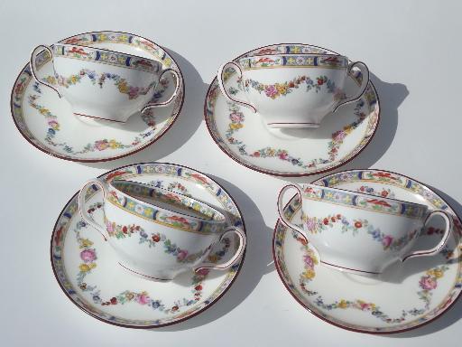 photo of Minton Rose antique handpainted Minton's china cream soups or bouillon cups #1