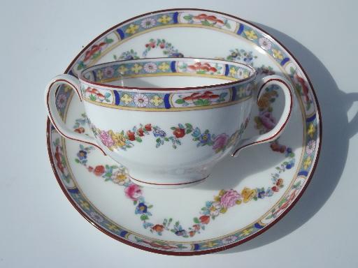 photo of Minton Rose antique handpainted Minton's china cream soups or bouillon cups #3