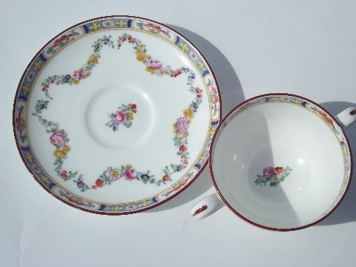 photo of Minton Rose antique handpainted Minton's china cream soups or bouillon cups #4