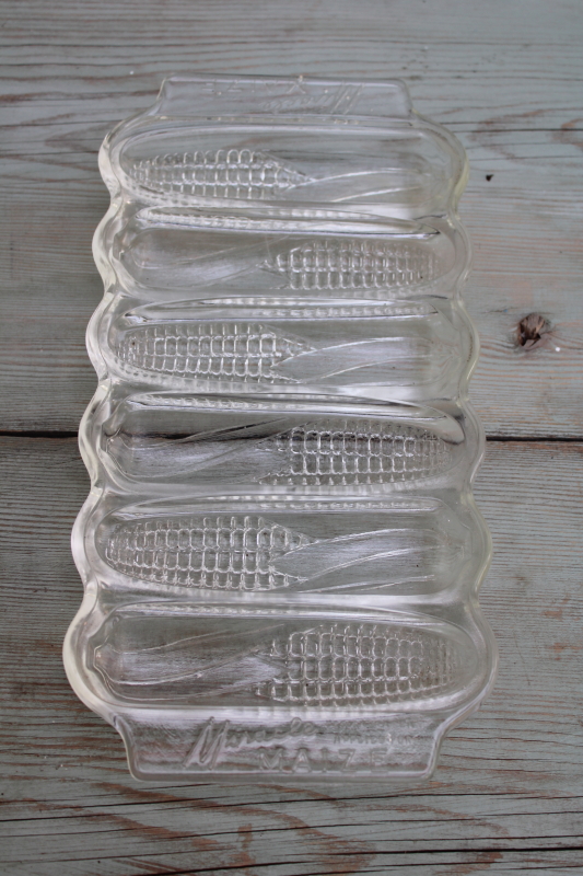 photo of Miracle Maize corn sticks vintage pressed glass baking pan, tiny ears of corn muffins  #1