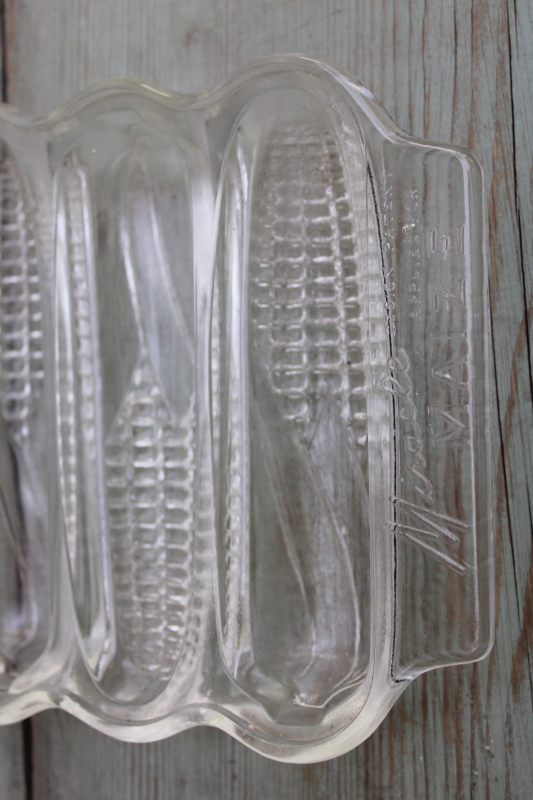 photo of Miracle Maize corn sticks vintage pressed glass baking pan, tiny ears of corn muffins #2