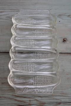 catalog photo of Miracle Maize corn sticks vintage pressed glass baking pan, tiny ears of corn muffins 