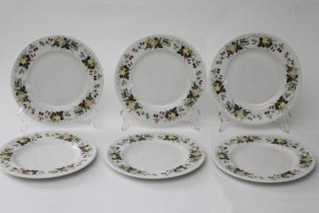 catalog photo of Miramont fruit pattern vintage Royal Doulton English translucent china salad plates set of 6
