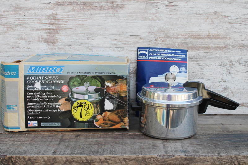 photo of Mirro aluminum Speed Cooker Canner 4 qt pot pressure valve lid w/ book 90s vintage new in box  #1