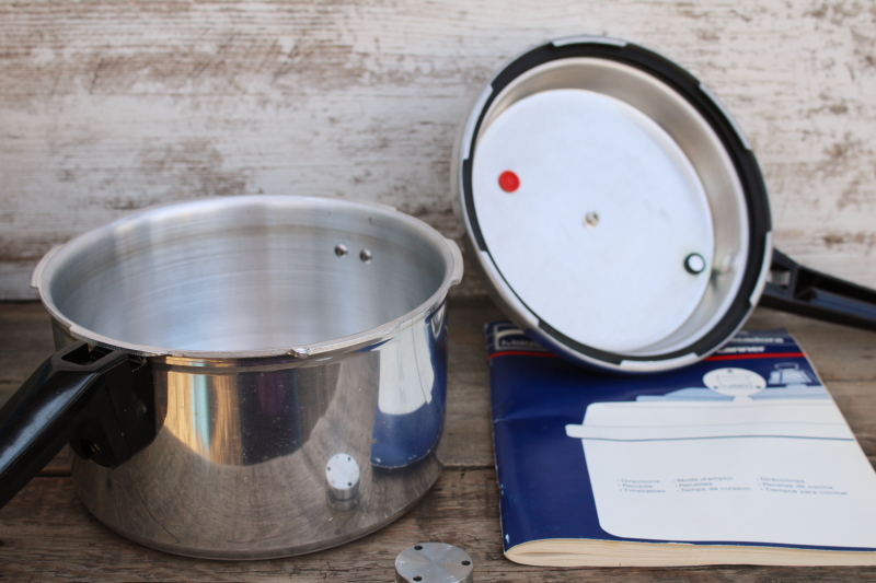 photo of Mirro aluminum Speed Cooker Canner 4 qt pot pressure valve lid w/ book 90s vintage new in box  #12