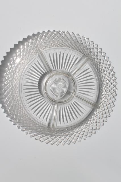 photo of Miss America crystal clear vintage Anchor Hocking glass relish dish divided tray plate #4