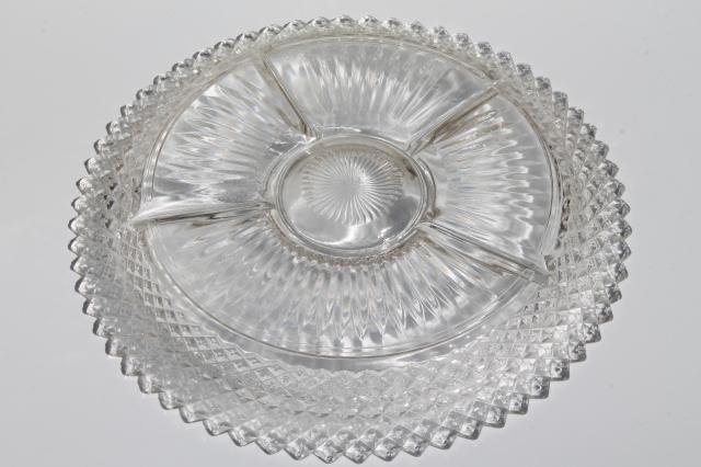 photo of Miss America crystal clear vintage Anchor Hocking glass relish dish divided tray plate #5