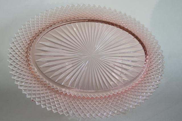photo of Miss America pink depression glass platter or tray, 1930s vintage Anchor Hocking glassware #5