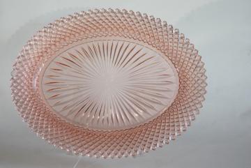 catalog photo of Miss America pink depression glass platter or tray, 1930s vintage Anchor Hocking glassware