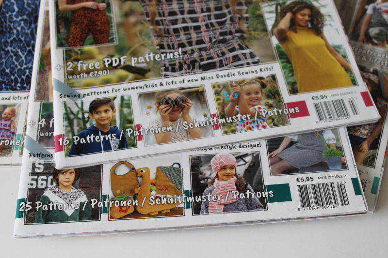photo of Miss Doodle Euro fashion sewing magazines lot, Burda style multi size pattern pullouts #3