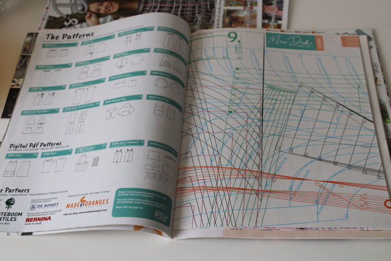 photo of Miss Doodle Euro fashion sewing magazines lot, Burda style multi size pattern pullouts #5