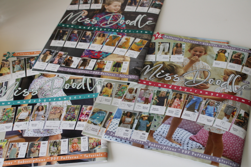 photo of Miss Doodle Euro fashion sewing magazines lot, Burda style multi size pattern pullouts #7
