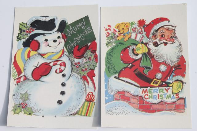 photo of Moda home children's sewing lacing cards, retro Christmas card art illustrations #2