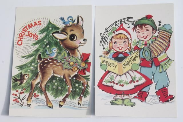 photo of Moda home children's sewing lacing cards, retro Christmas card art illustrations #3