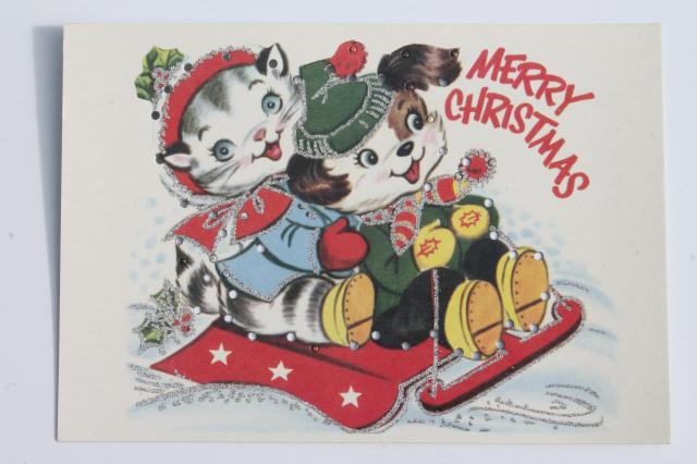 photo of Moda home children's sewing lacing cards, retro Christmas card art illustrations #5