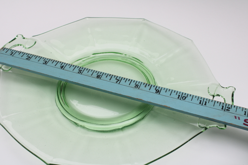 photo of Molly green depression glass tray or cake plate, vintage Imperial glass decagon shape #5