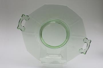 catalog photo of Molly green depression glass tray or cake plate, vintage Imperial glass decagon shape