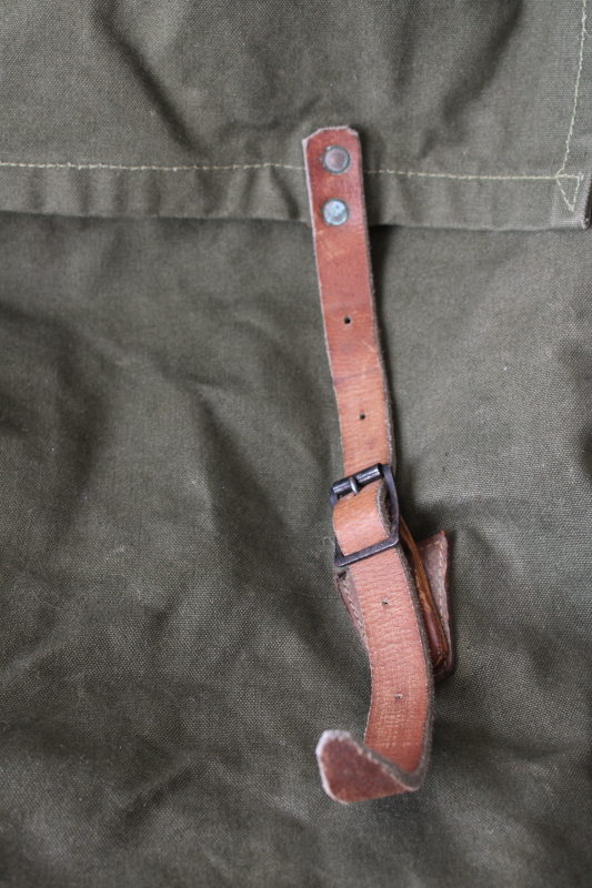 photo of Monarch Brand vintage Duluth Pack canoe pack, green drab canvas & leather backpack #5
