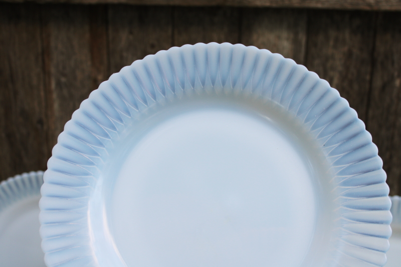 photo of Monax petalware white opalescent milk glass, vintage depression glass dinner plates set of 8  #2
