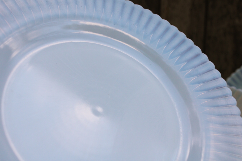 photo of Monax petalware white opalescent milk glass, vintage depression glass dinner plates set of 8  #4