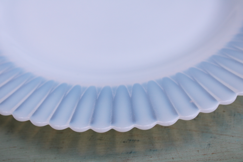 photo of Monax petalware white opalescent milk glass, vintage depression glass dinner plates set of 8  #5