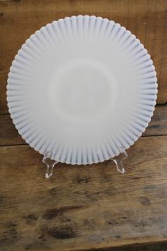 catalog photo of Monax white opalescent depression glass, vintage opal glass petalware cake salver plate