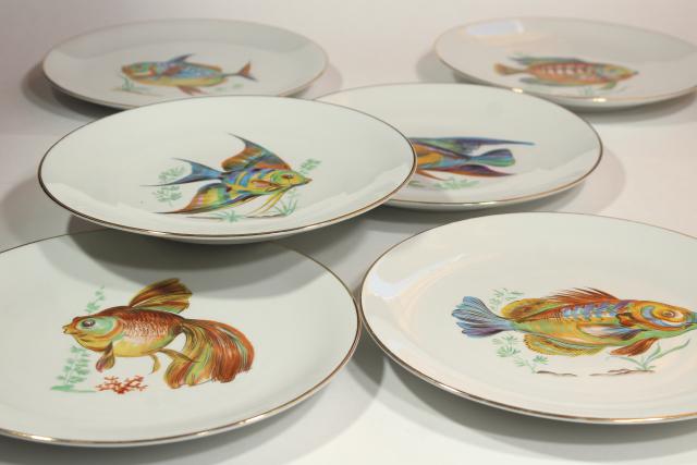 photo of Monopoli - Italy dinner plates w/ fish designs, vintage Italian porcelain #3