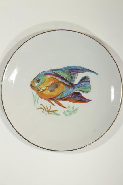 photo of Monopoli - Italy dinner plates w/ fish designs, vintage Italian porcelain #6