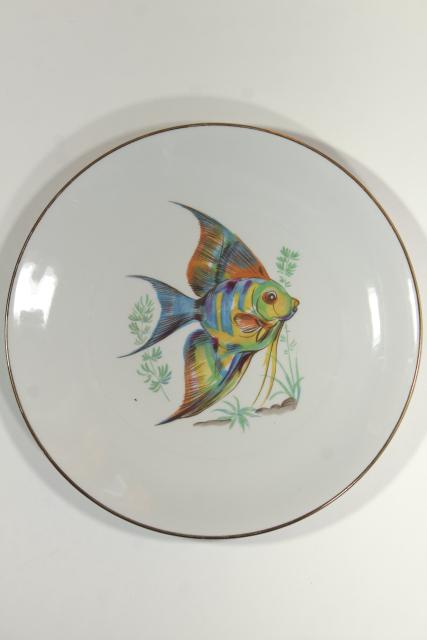 photo of Monopoli - Italy dinner plates w/ fish designs, vintage Italian porcelain #7