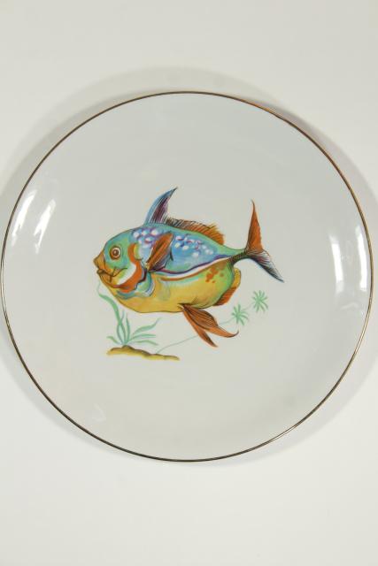 photo of Monopoli - Italy dinner plates w/ fish designs, vintage Italian porcelain #8