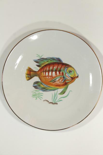 photo of Monopoli - Italy dinner plates w/ fish designs, vintage Italian porcelain #9
