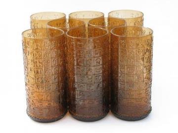 catalog photo of Monterrey ware style Western cowboy cattle brands theme glasses, mint in box