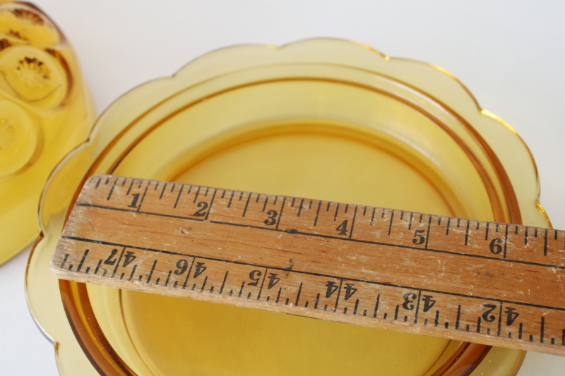 photo of Moon & stars pattern vintage amber glass covered butter dish round dome lid & plate  #7