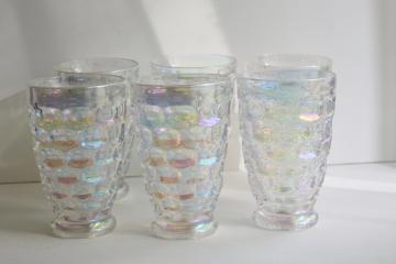 catalog photo of Moonglow iridescent luster tumblers, vintage Federal glass thumbprint pattern drinking glasses