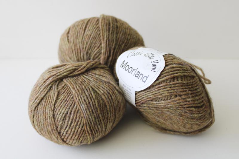 photo of Moorland brown heathered merino wool alpaca blend yarn, Classic Elite label #1