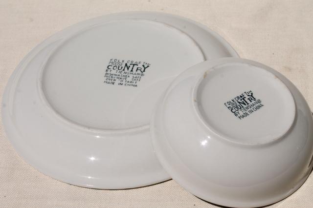 photo of Moose Country green sponge ware stoneware dinner plates & bowls, Tienshan china #8