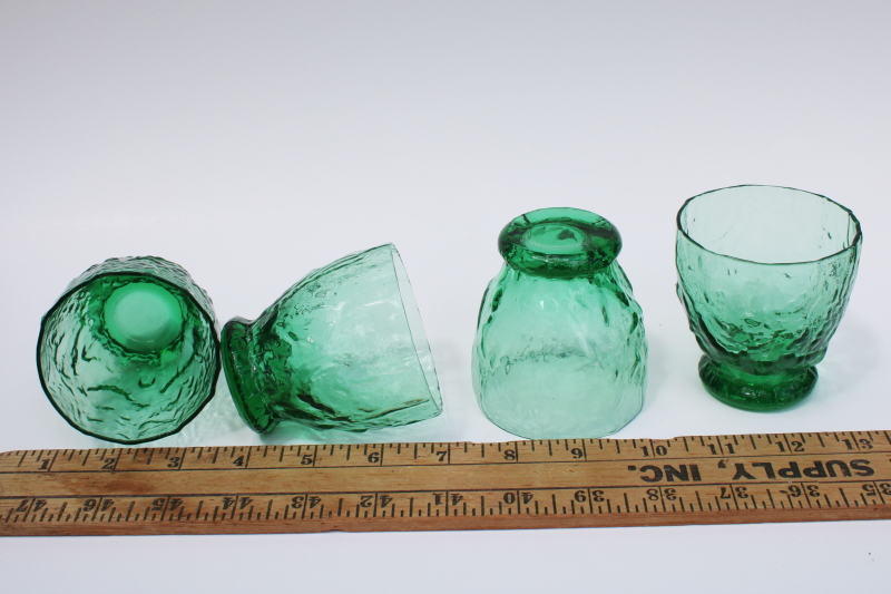 photo of Morgantown crinkle driftwood texture green glass juice or fruit cocktail glasses MCM vintage #2