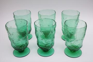 catalog photo of Morgantown crinkle driftwood texture green glass tumblers, mid-century mod vintage