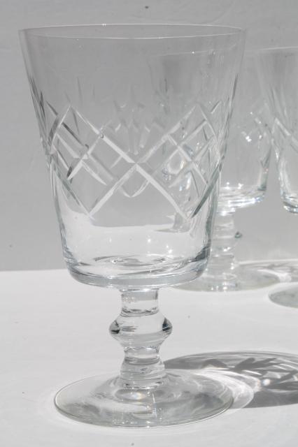 photo of Morgantown glass Starlight pattern crystal water glasses, vintage set of 12 goblets #2