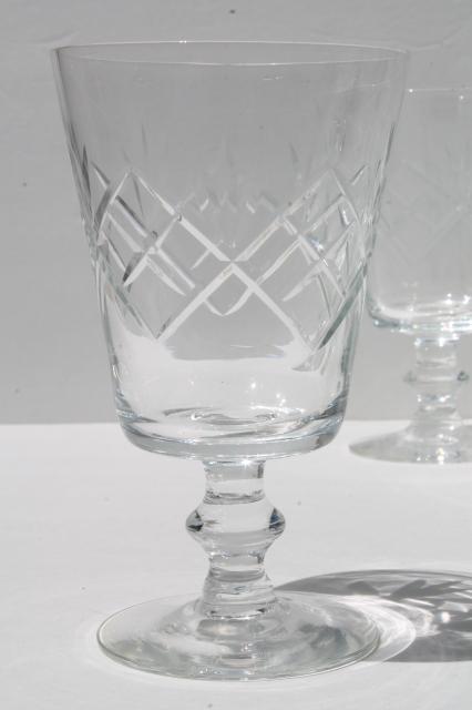 photo of Morgantown glass Starlight pattern crystal water glasses, vintage set of 12 goblets #3